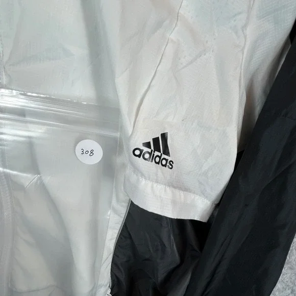 Adidas Womens Colorblock Hooded Windbreaker Jacket White Black CY7320 Sm. *READ* - Picture 8 of 8